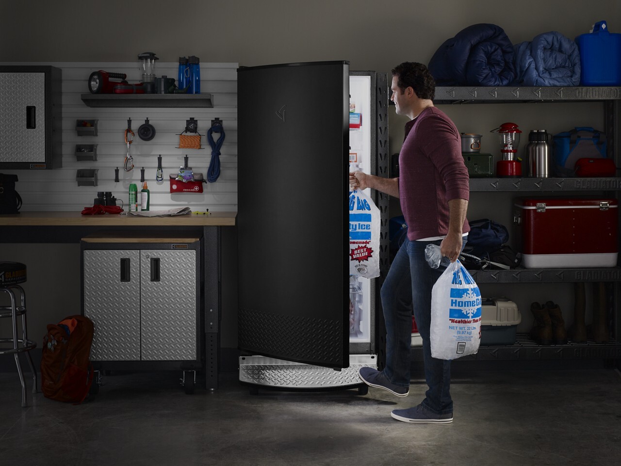 Garage-ready upright freezer for hunting, fishing and bulk food storage